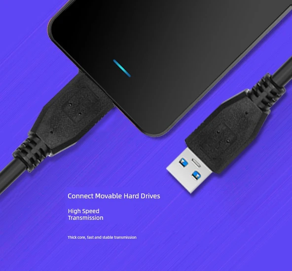 USB 3.0 Veri Kablosu - Çift Düz Baş - Mavi - 0.5m - 8