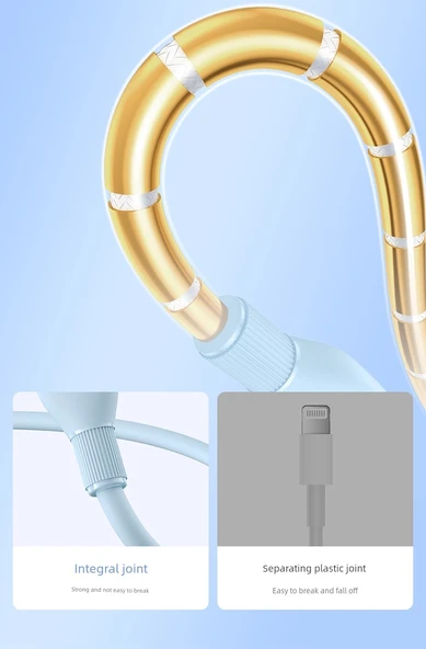 USB-C ile USB-C Şarj Kablosu - Mavi - 1.2m - 12