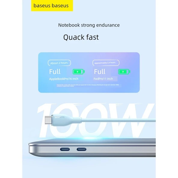 USB-C ile USB-C Şarj Kablosu - Mavi - 1.2m - 3