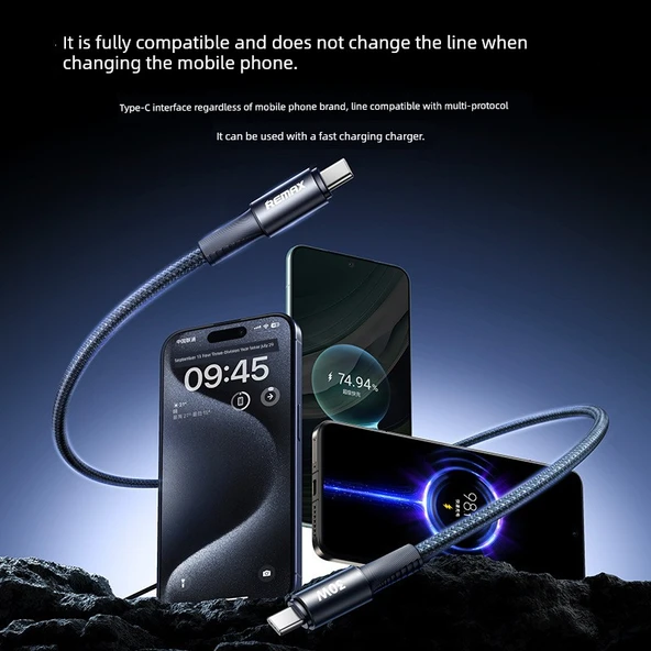 USB-C ile Lightning Kablo - 1.2m - Hilal Beyaz - 66W - 2