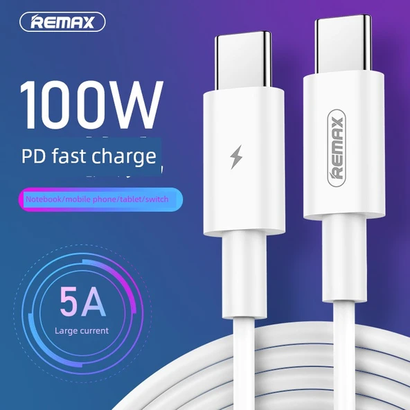 65W Type-C'den Type-C'ye Beyaz 1m Şarj Kablosu - 2
