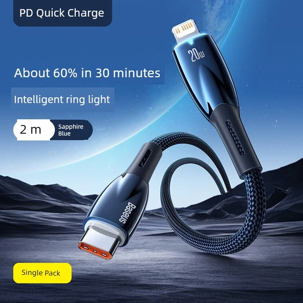 Hızlı Şarj Veri Kablosu - Safir Mavi - 2m - PD20W