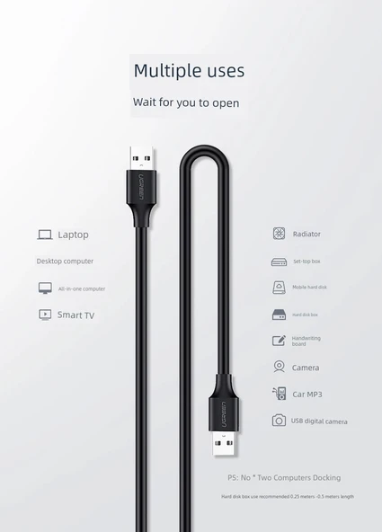 USB 3.0 Alaşım Erkek Erkek Kablo - 1 m - 5