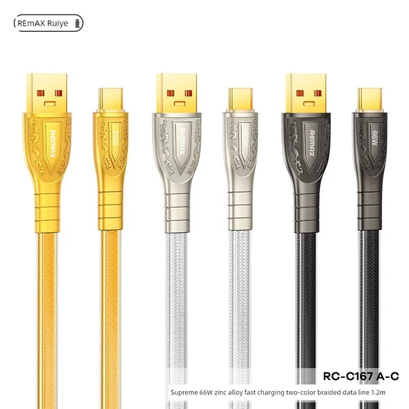 Hızlı Şarj Veri Kablosu - Ay Işığı Gümüş - 1.2m - 66W USB'den Tip C'ye - 3