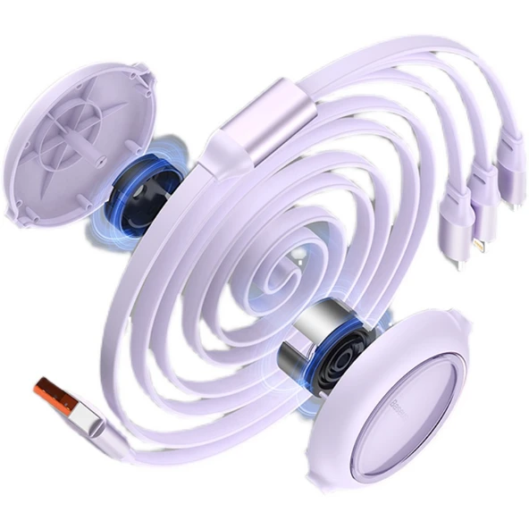 3-in-1 Telekopik Hızlı Şarj Kablosu - 1.2m Koyu Yeşil (Apple, Android, Type-C) - 6