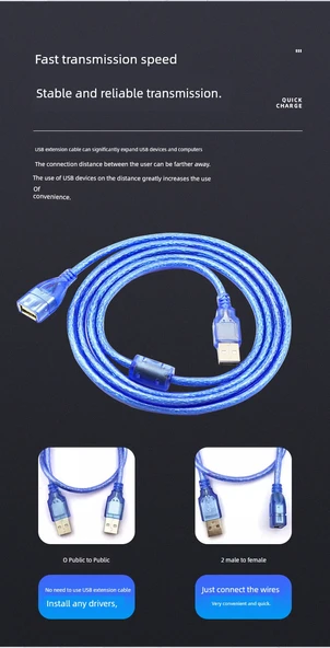USB Uzatma Kablosu - Erkek-Dişi (3m) - 5