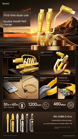 Hızlı Şarj Veri Kablosu - Ay Işığı Gümüş - 1.2m - 66W USB'den Tip C'ye - 6