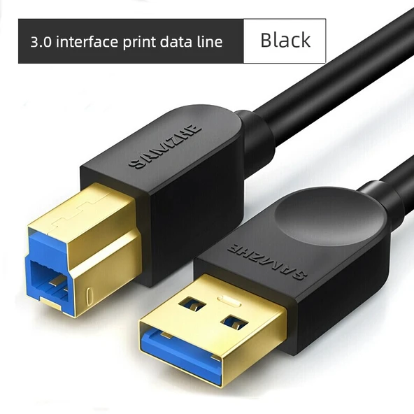 USB 3.0 Yüksek Hızlı Yazıcı Kablosu - 0.5m - Siyah