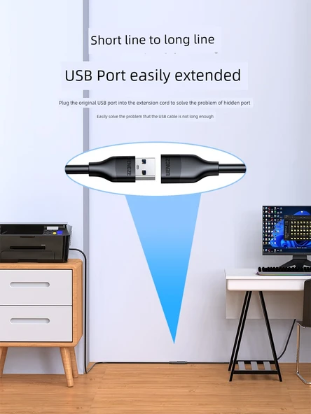 USB 3.0 Uzatma Kablosu - 1m - Yüksek Hız - Nikel Kaplama - 9