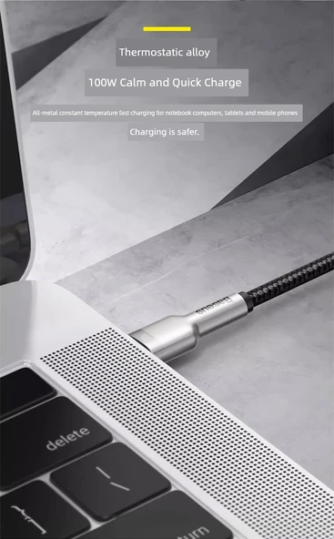 100W USB-C to USB-C Kablo - 2m - Siyah - Apple 15/16 Serisi, iPad/Laptop Uyumlu - 11
