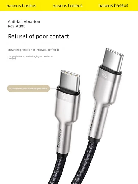 100W USB-C to USB-C Kablo - 2m - Siyah - Apple 15/16 Serisi, iPad/Laptop Uyumlu - 5