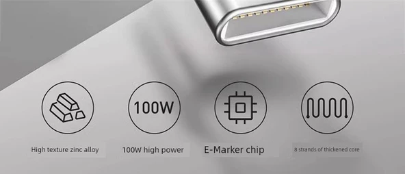 100W USB-C to USB-C Kablo - 2m - Siyah - Apple 15/16 Serisi, iPad/Laptop Uyumlu - 8