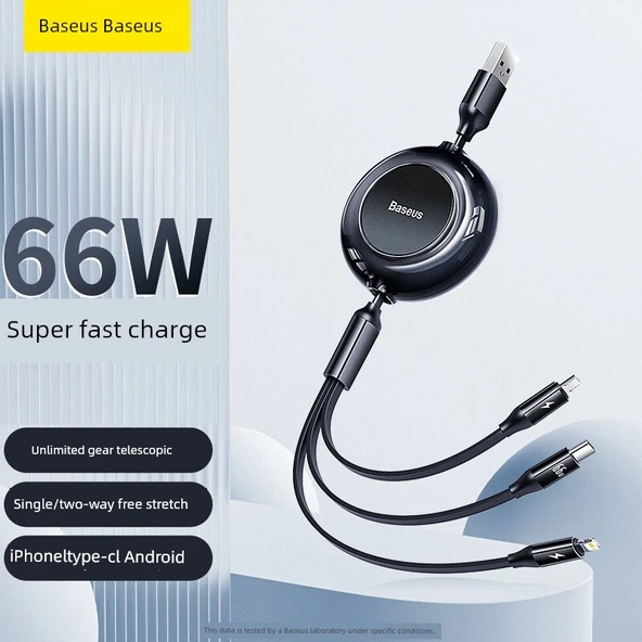 Telescopic Veri Kablosu - 66W Yüksek Güç - Siyah
