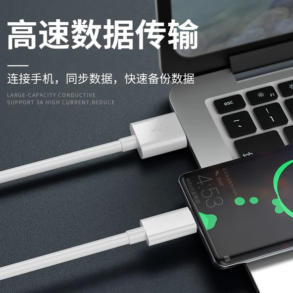 Hızlı Şarj Android Veri Kablosu USB - 3m - 2 Paket - Beyaz - 3