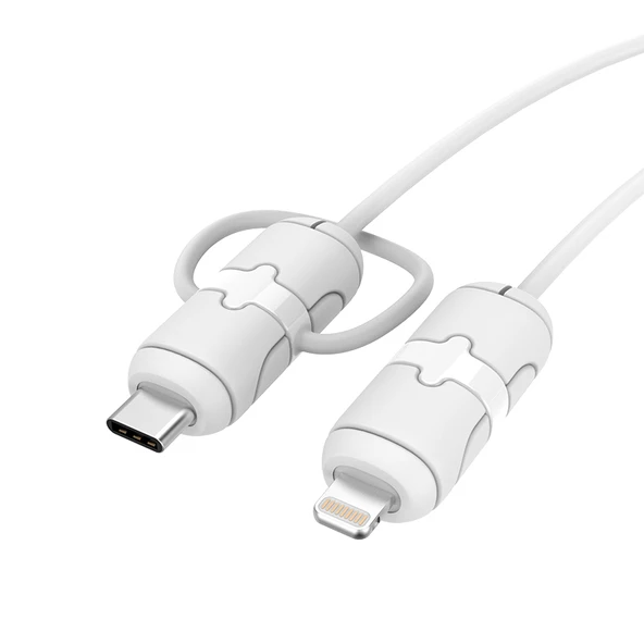 Kırılmaz USB Kablo Koruyucu Kılıf - Apple 18/20W Beyaz