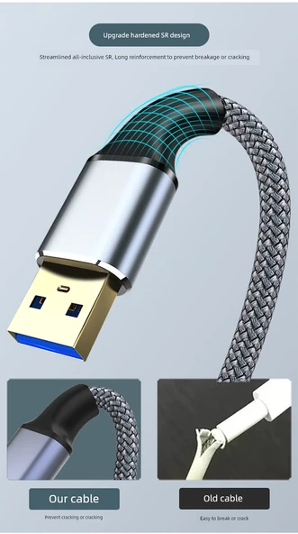 USB 3.0 Erkek - Erkek Veri Kablosu - 1m - Gri - 11