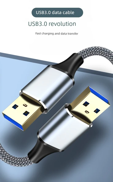 USB 3.0 Erkek - Erkek Veri Kablosu - 1m - Gri - 6