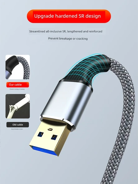 USB 3.0 Erkek - Erkek Veri Kablosu - 1m - Gri - 3