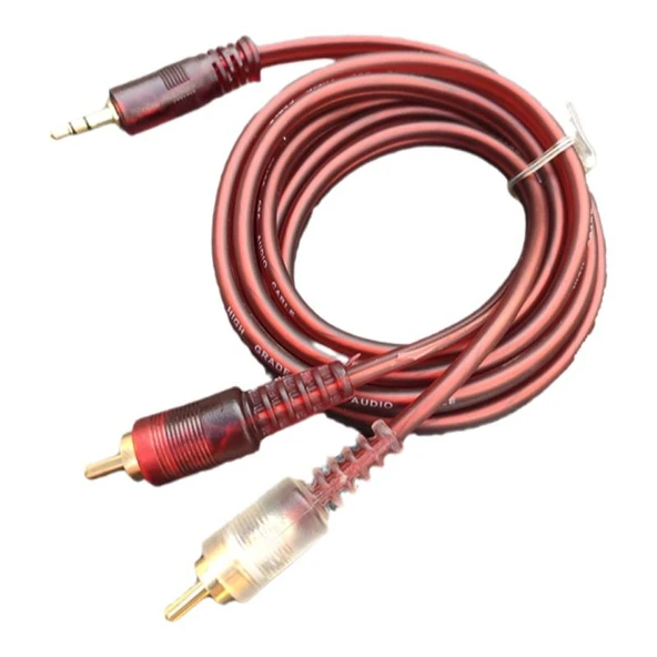 Anti-Dondurma Altın Kaplama 3.5mm'den Çift RCA Ses Adaptör Kablosu - Kahverengi 3m