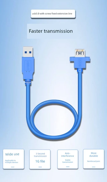 USB 3.0 Uzatma Kablosu - 1m - Kadın Kadın - 29mm Delik Aralığı - 7