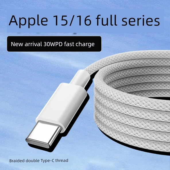 30W PD Hızlı Şarjlı Örgü USB-C Kablo - 1.5M