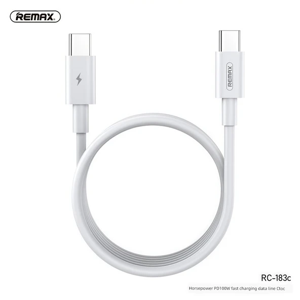 Beyaz Type-C'den Type-C'ye 100W 1M Hızlı Şarj Veri Kablosu