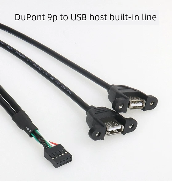 9 Pin Anakart USB Uzatma Kablosu - 0.25m - 9p DuPont Çift Dişi USB - 7