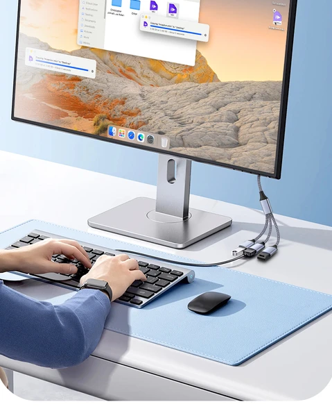USB 2.0 Hub Adaptörü - 0.5M Gümüş Gri USB'den 3 USB'ye OTG ile - 4