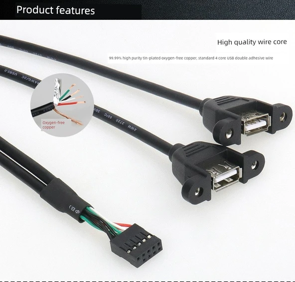 9 Pin Anakart USB Uzatma Kablosu - 0.25m - 9p DuPont USB AF + AF - 8