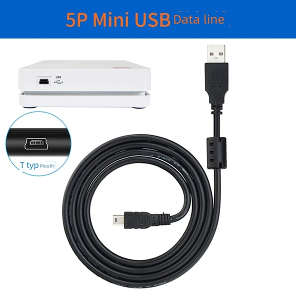 Mini USB Veri ve Şarj Kablosu - 1m - Siyah - 2