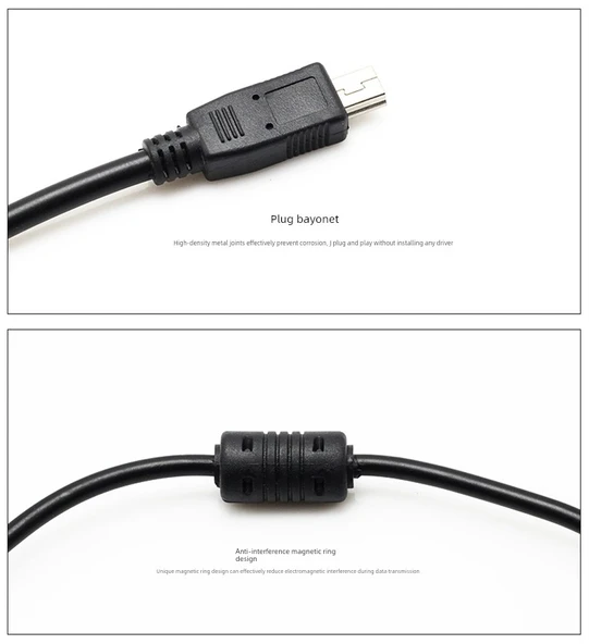 Mini USB Veri ve Şarj Kablosu - 1.5m - Siyah - 9