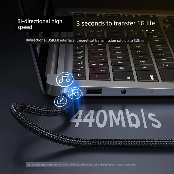 USB 2.0 Erkek Erkek Veri Kablosu - 0.5m - Siyah - 4