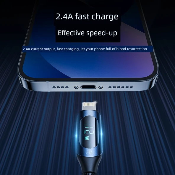 Hızlı Şarj Veri Kablosu - 1m - Beyaz - iPhone 15/16 İçin Çift C Dijital Ekran - 5