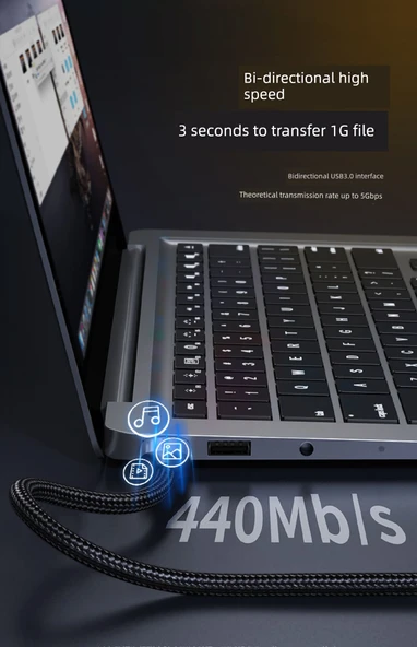 USB 2.0 Erkek Erkek Veri Kablosu - 0.5m - Siyah - 11