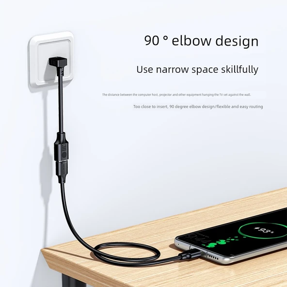 USB 3.0 Uzatma Kablosu - 90 Derece Aşağı Eğik - 0.5m - 2