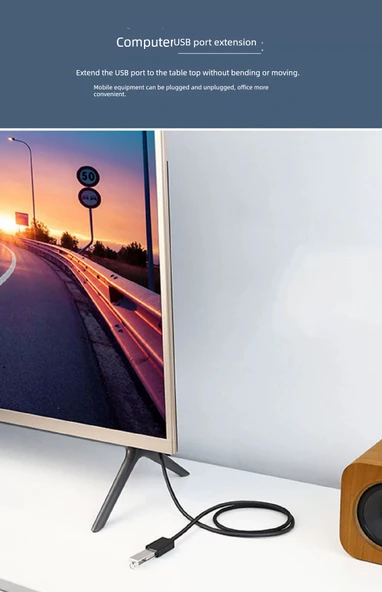 USB 2.0 Erkek Dişi Uzatma Kablosu - 1m Aşağı Eğilim - 9