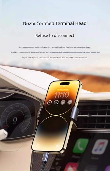 Apple Araç Kayıpsız Canlı Ses Kablosu - Type-C + Lightning İkili Uç - Gunmetal Mavi - 10