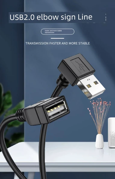 USB 2.0 Erkek Dişi Uzatma Kablosu - 1m Aşağı Eğilim - 6
