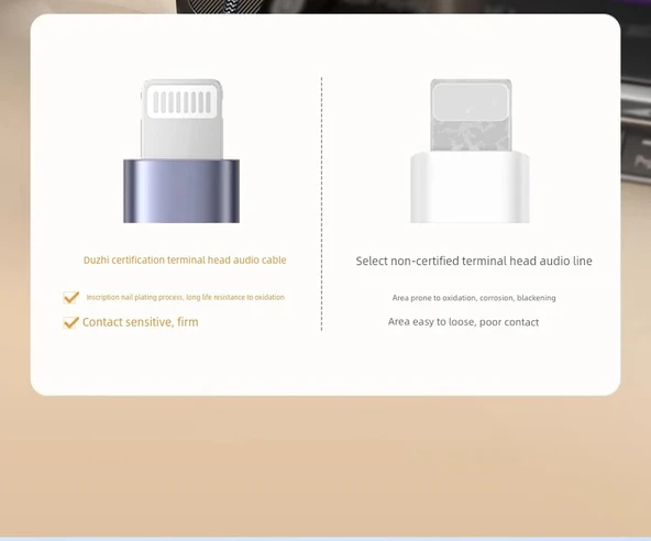Apple Araç Kayıpsız Canlı Ses Kablosu - 1.8m - C100 Çip - Canlı Yayın - Gunmetal Mavi - 12