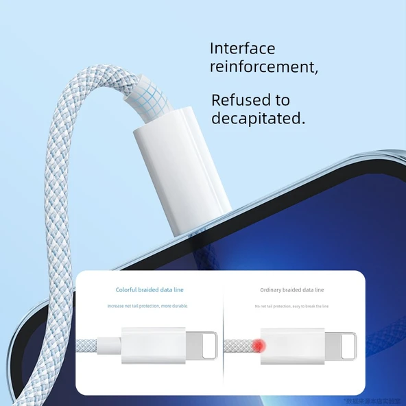 2m USB Sertifikalı Taze Yeşil Hızlı Şarj Örgü Kablo - 4