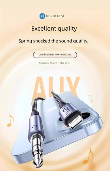 Apple Araç Kayıpsız Canlı Ses Kablosu - Type-C + Lightning İkili Uç - Gunmetal Mavi - 5