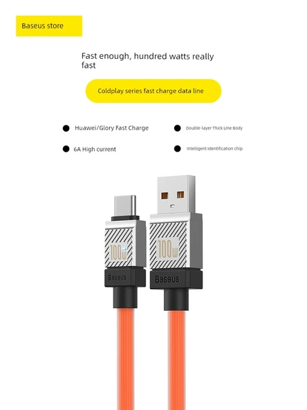 Siyah 2m USB-C ile Type-C 100W Hızlı Şarj Veri Kablosu - 4