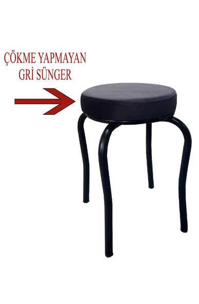 Ahtapot Tabure Antrasit Renk Babyface Kumaş Metal Boyalı Ayaklı 4 Adet - 3