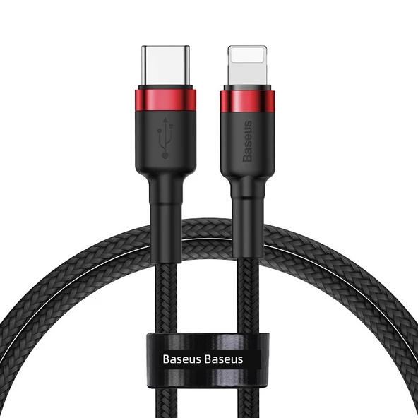 Hızlı Şarj Kablosu - USB-C'den Lightning - Kırmızı Siyah - 18W PD
