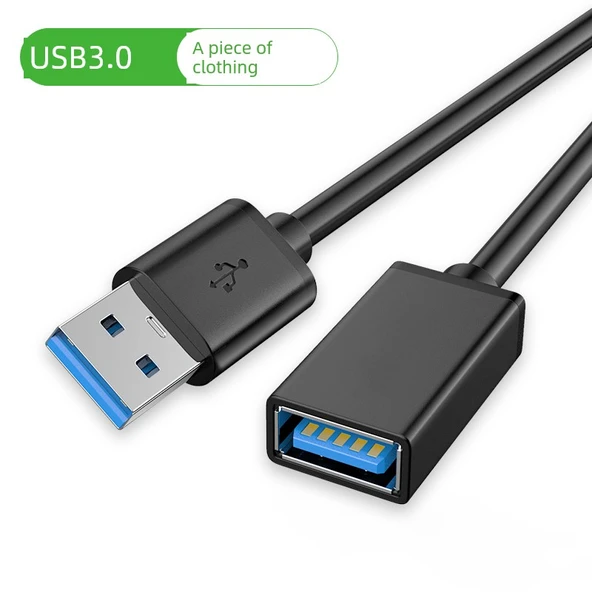 USB 3.0 Uzatma Kablosu - 0.5m - Yüksek Hız - 1 Paket - Siyah