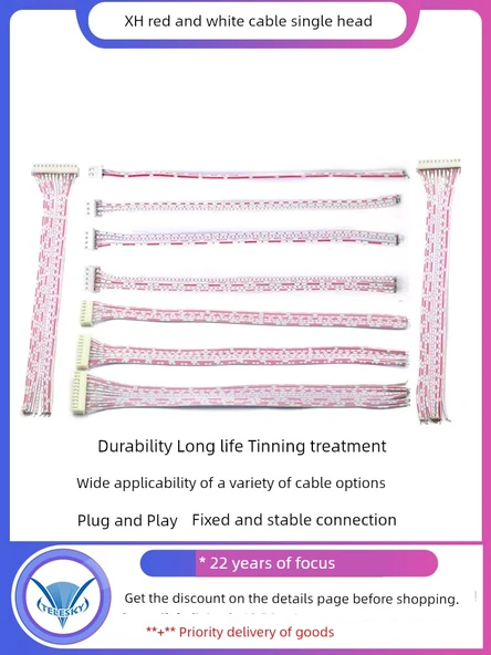 XH2.54 Tek Uçlu Kablo - Kırmızı ve Beyaz - 20cm - 12 Pin - 4