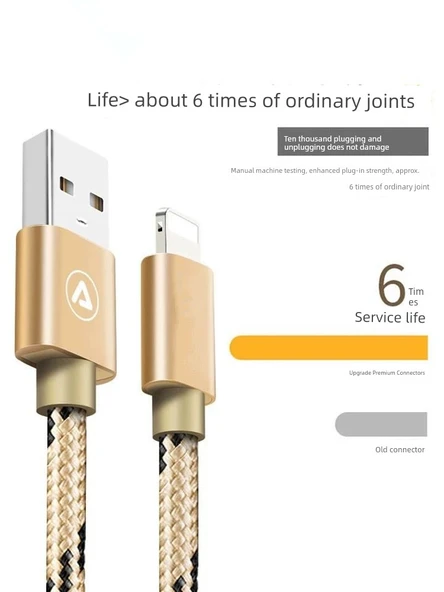 USB Veri Kablosu - 1m Lüks Altın - Şarj Başlığı ile - 4