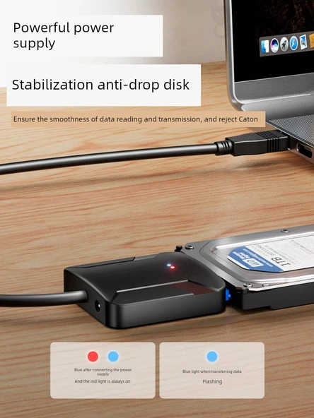 SATA'dan USB 3.0 Adaptör Kablosu Seti - 2.5/3.5 inç SSD/HDD - DC Güç Girişi - 3