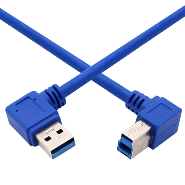 USB 3.0 Yazıcı Veri Kablosu - 0.25m - A Erkek Sol Dönüş B Erkek Sol Dönüş - 5