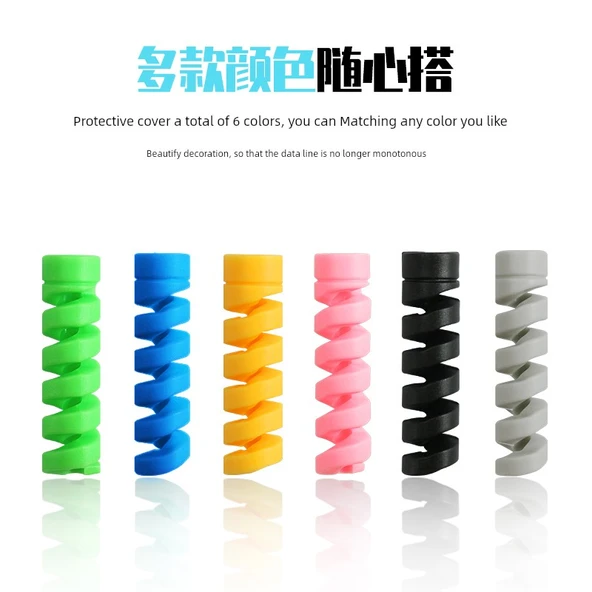 Spiral USB Kablo Koruyucu Kılıf - Gri - 30 Adet - 3
